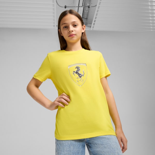 Scuderia Ferrari HP Race Tonal Big Shield Tee Youth, Speed Yellow, large-MEX