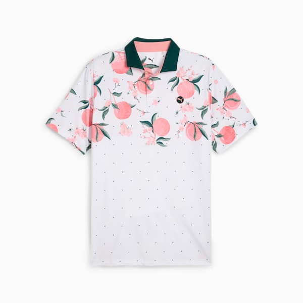 MATTR Freshly Picked Golf Polo Men, White Glow-Pink Fruit, large-ZAF