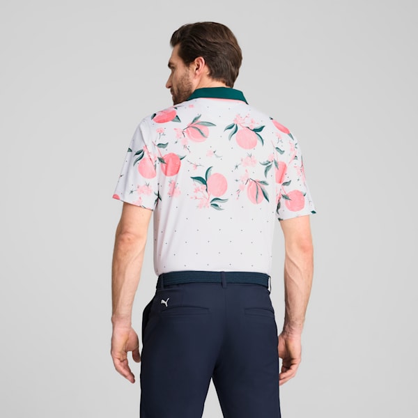 MATTR Freshly Picked Golf Polo Men, White Glow-Pink Fruit, large-ZAF