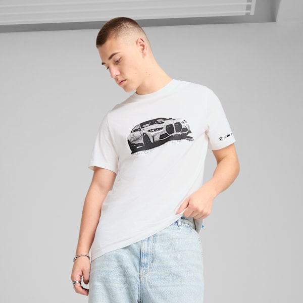 BMW M Motorsport Essentials Graphic Tee Men, PUMA White, large-ZAF