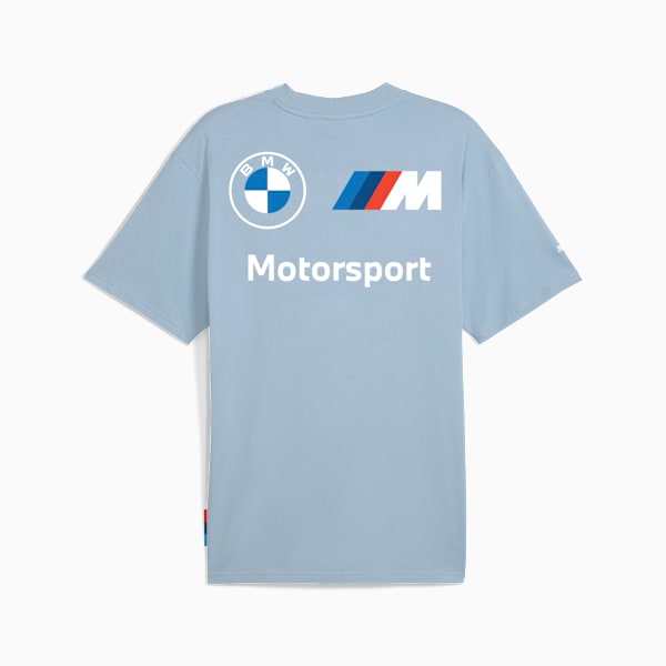 BMW M Motorsport Stacked Logo Tee Men, Blue Wash, large-ZAF