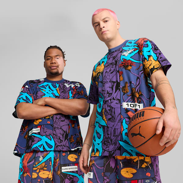 Melo Phoenix All-over Print Basketball Tee Men, Blue Crystal-AOP, large-ZAF