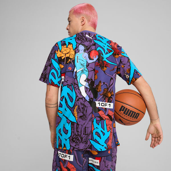 Melo Phoenix All-over Print Basketball Tee Men, Blue Crystal-AOP, large-ZAF