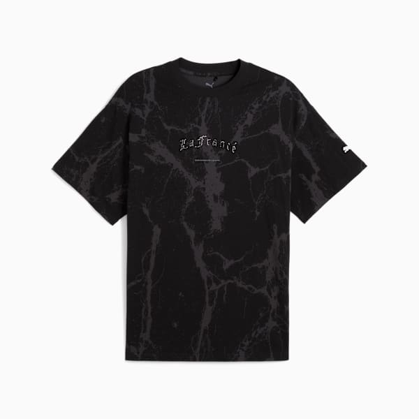 Playera PUMA HOOPS x LAFRANCÉ Written in Chrome Marble, PUMA Black-Flat Medium Gray AOP, large-MEX