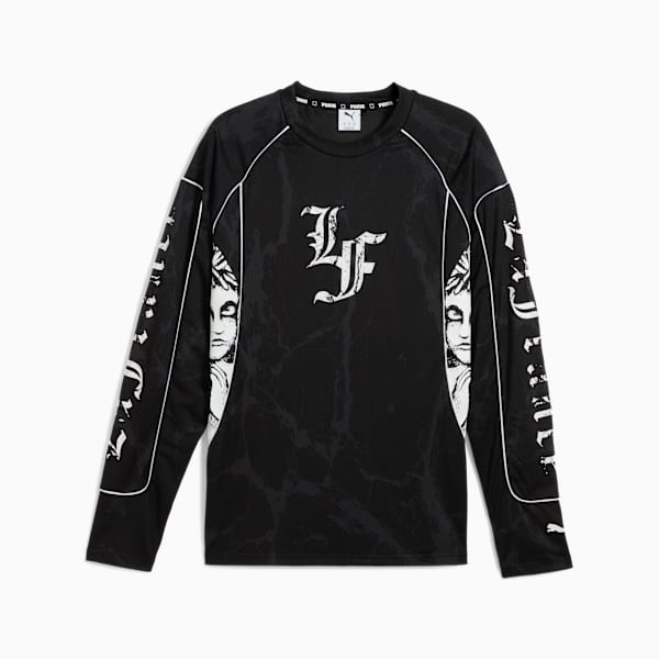 Playera PUMA HOOPS x LAFRANCÉ Written in Chrome para hombre, PUMA Black-Flat Medium Gray AOP, large-MEX