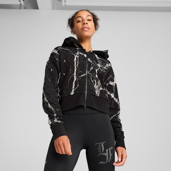 Campera PUMA HOOPS x LAFRANCÉ Written in Chrome para mujer, PUMA Black-Puma White AOP, large-ARG