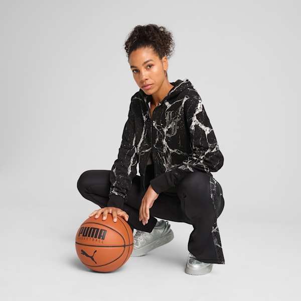 Campera PUMA HOOPS x LAFRANCÉ Written in Chrome para mujer, PUMA Black-Puma White AOP, large-ARG