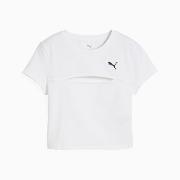 Remera corta WARDROBE Essentials Cut-Out para mujer, PUMA White, large-ARG