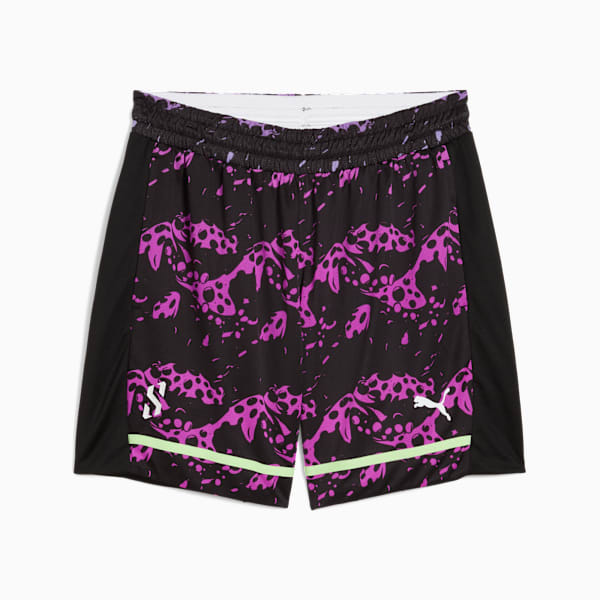 Scoot Purple Lab Men's Basketball Shorts, PUMA Black-Lavender Alert-Pure Magenta, large-ZAF