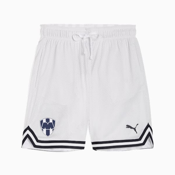 Shorts de básquetbol PUMA HOOPS x CF MONTERREY para hombre, Feather Gray-PUMA White-AOP, large-MEX