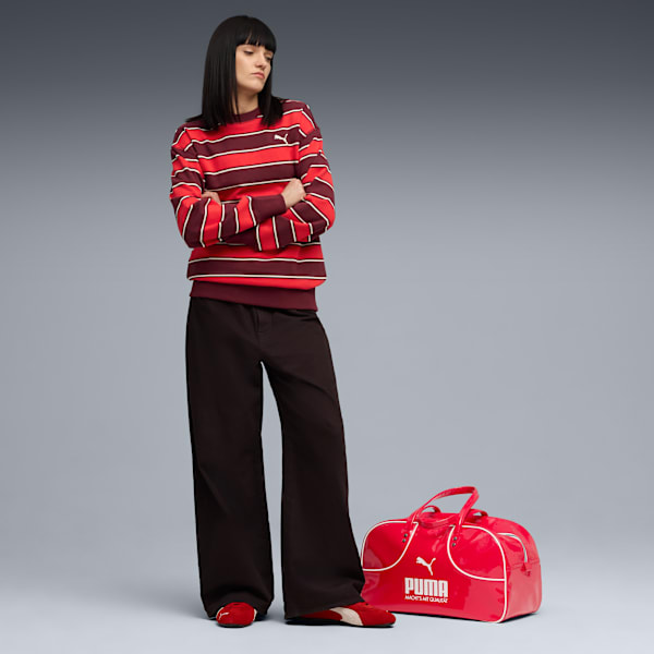 Premium Essentials Relaxed Stripe Crew Sweatshirt Unisex, Ruby Shimmer-AOP, large-ZAF