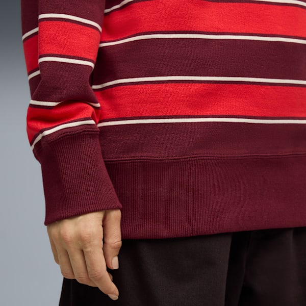 Premium Essentials Relaxed Stripe Crew Sweatshirt Unisex, Ruby Shimmer-AOP, large-ZAF