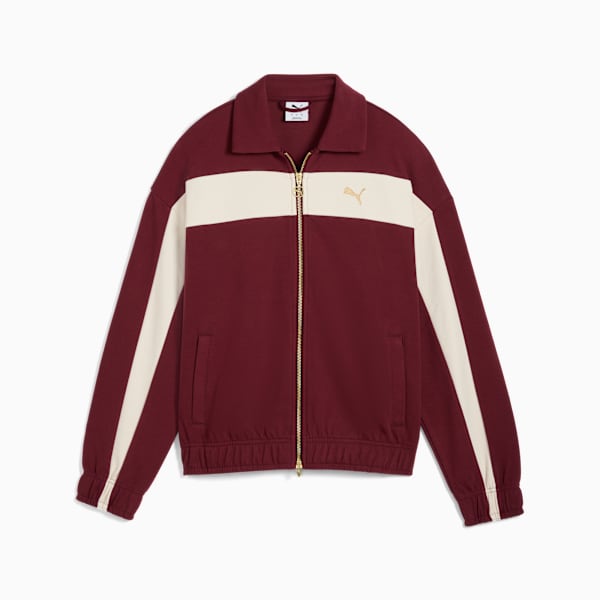 T7 Relaxed Track Jacket Women, Ruby Shimmer, large-ZAF