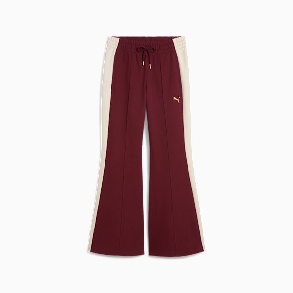 T7 Flared Pants Women, Ruby Shimmer, large-ZAF
