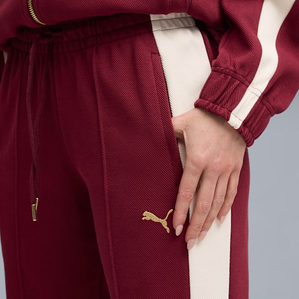 T7 Flared Pants Women, Ruby Shimmer, large-ZAF