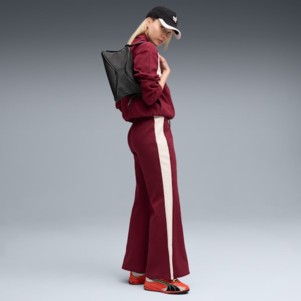 T7 Flared Pants Women, Ruby Shimmer, large-ZAF
