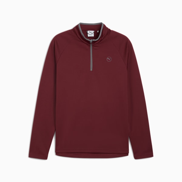 Waffle Fleece Quarter-Zip Top Men, Ruby Shimmer, large-ZAF