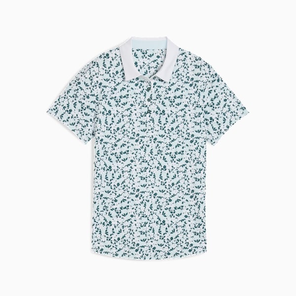 Floral Burst Golf Polo Women, Sea Glass, large-ZAF