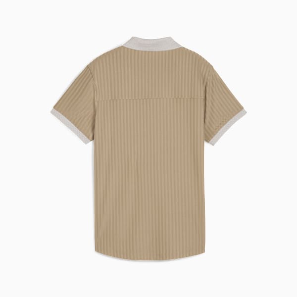 MATTR Jacquard Stripe Golf Polo Women, Ice Coffee, large-ZAF