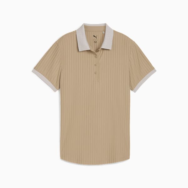 MATTR Jacquard Stripe Golf Polo Women, Ice Coffee, large-ZAF