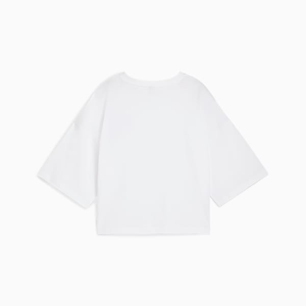 LEO LUXE Oversized Short Tee Women, PUMA White, large-ZAF