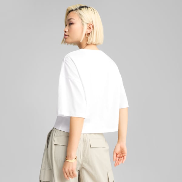 Remera oversize LEO LUXE para mujer, PUMA White, large-ARG