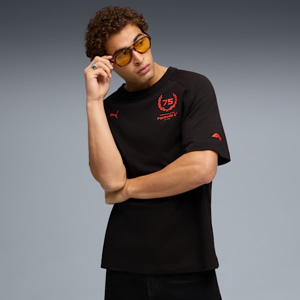 F1® 75yrs Relaxed Tee Men, PUMA Black, large-ZAF