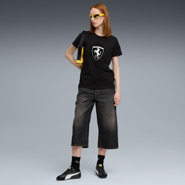 Scuderia Ferrari Sportswear Tonal Shield Tee Women, PUMA Black, large-ZAF