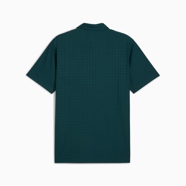 MATTR Houndstooth Golf Polo Men, Green Terrain, large-ZAF