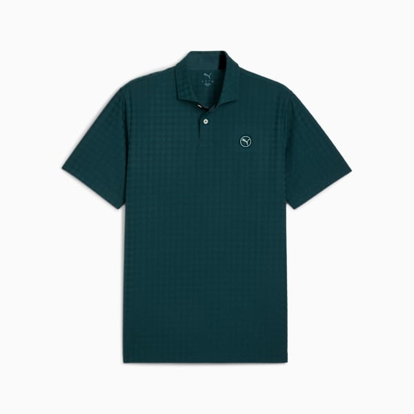 MATTR Houndstooth Golf Polo Men, Green Terrain, large-ZAF