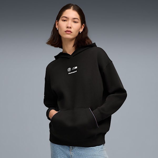 BMW M Motorsport Essentials Hoodie Women, PUMA Black, large-ZAF