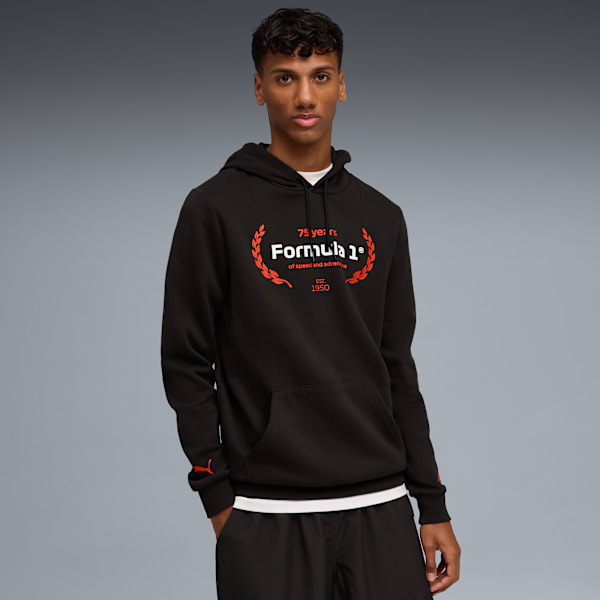 F1® Essentials Logo Graphic Hoodie Men, PUMA Black, large-ZAF
