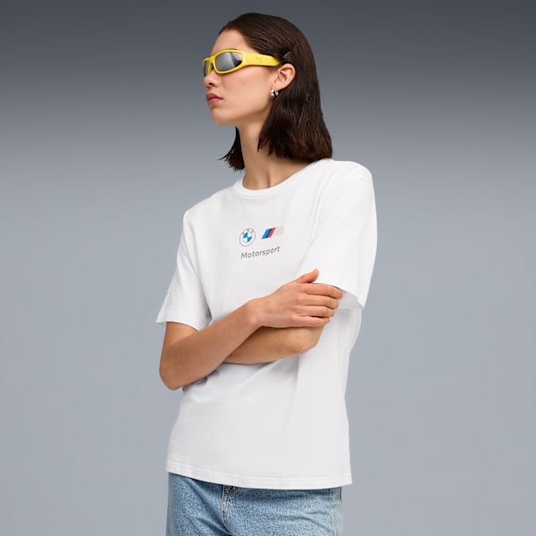 BMW M Motorsport Essentials Logo Tee Women, PUMA White, large-ZAF