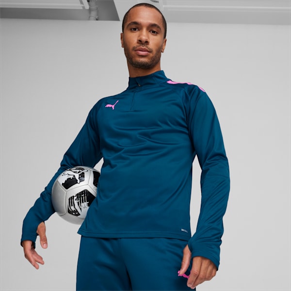 Playera Hombre teamLIGA Quarter-Zip, Ocean Tropic-Poison Pink, large-MEX