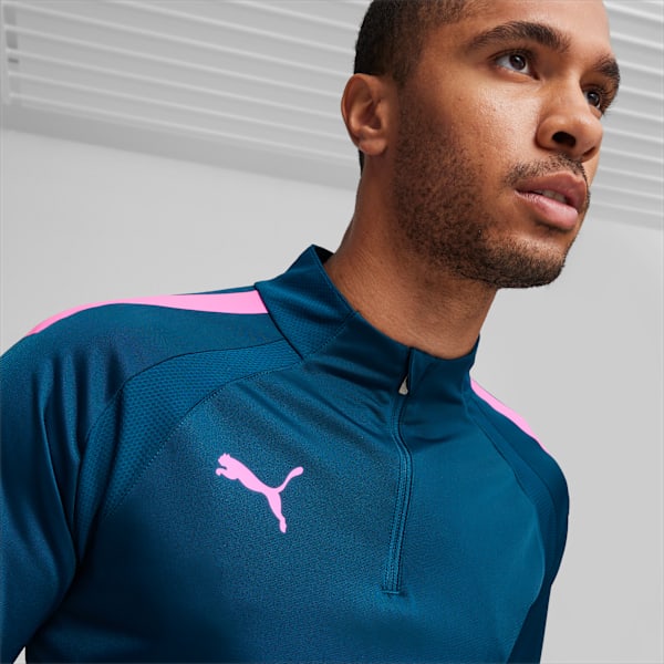 Playera Hombre teamLIGA Quarter-Zip, Ocean Tropic-Poison Pink, large-MEX