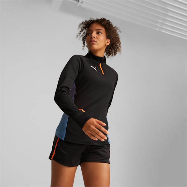 Playera de fútbol con cremallera de un cuarto individualBLAZE para mujer, PUMA Black-Deep Dive, large-MEX