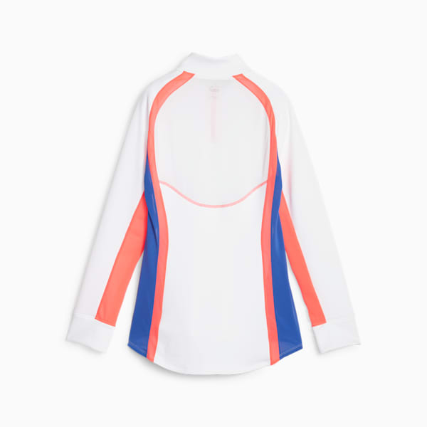individualBLAZE Women's Quarter-Zip Football Top, PUMA White-Fire Orchid, large-ZAF