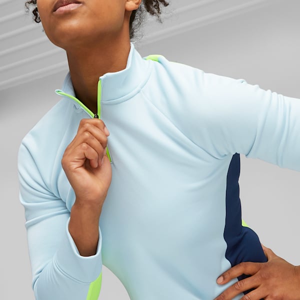 individualBLAZE Women's Quarter-Zip Football Top, Silver Sky-Persian Blue, large-ZAF