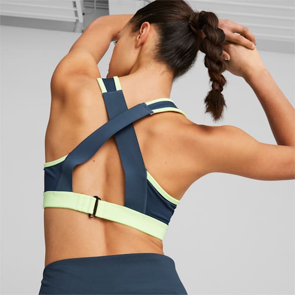 individualBLAZE High Neck Football Bra Women, Dark Night-Fast Yellow, large-ZAF