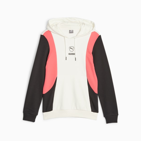 PUMA Queen Women's Football Hoodie, Electric Blush-Warm White-PUMA Black, large-ZAF