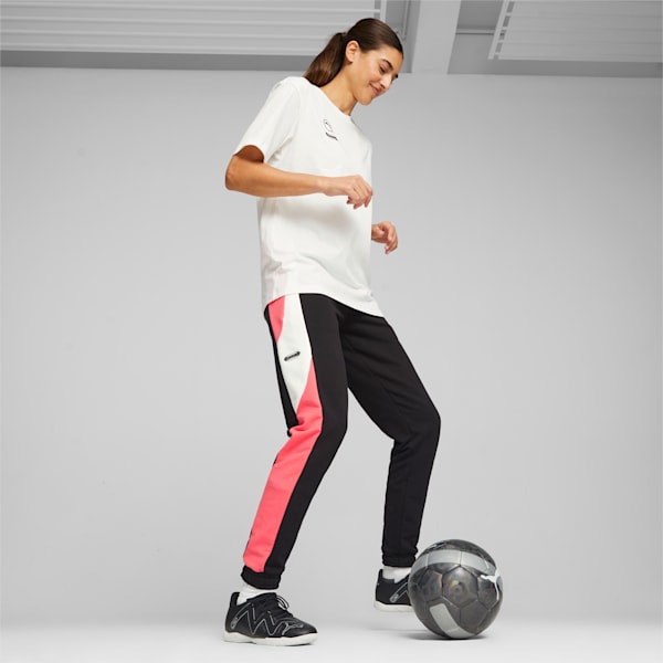 PUMA Queen Women's Football Tee, Electric Blush-Warm White-PUMA Black, large-ZAF