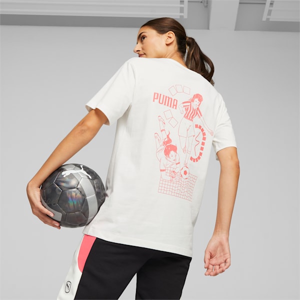 PUMA Queen Women's Football Tee, Electric Blush-Warm White-PUMA Black, large-ZAF