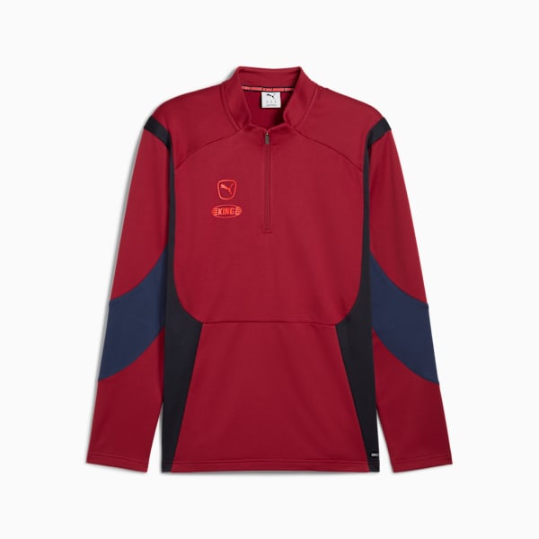 KING Pro Men's Football Quarter-zip Top, New Navy-Dark Crimson, large-MEX