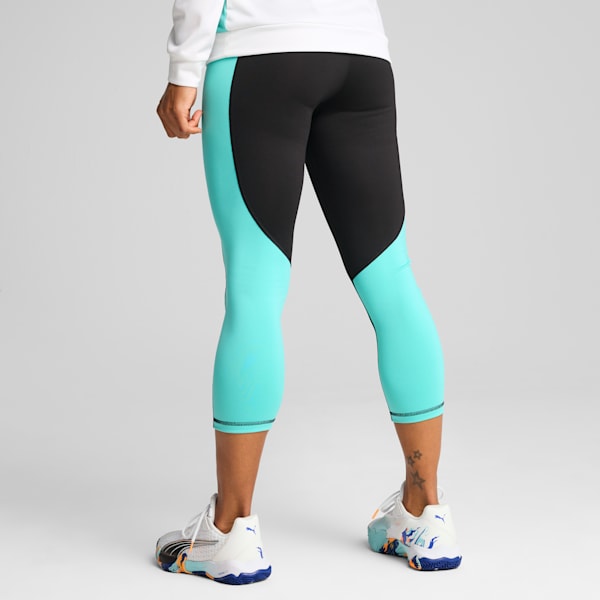 INDIVIDUAL 3/4 Padel Tights Women, PUMA Black-Aquatic-PUMA White, large-ZAF
