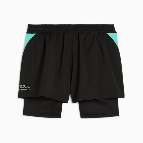 INDIVIDUAL 2-in-1 Padel Shorts Women, PUMA Black-Purple Glimmer-Aquatic, large-ZAF