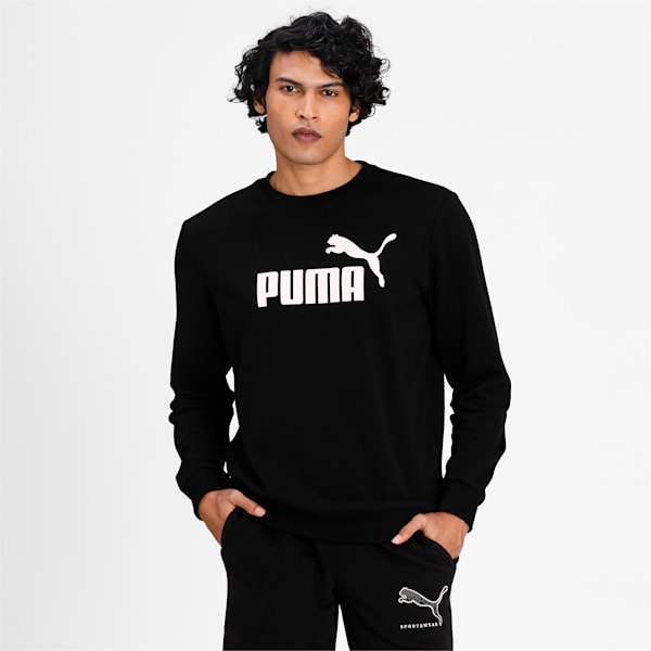 Buzo para hombre Essentials Big Logo Crew, Puma Black, large-ARG