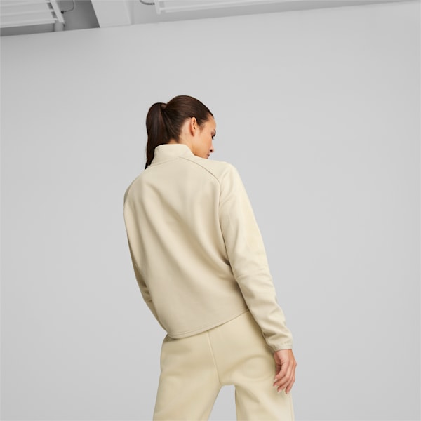 Evostripe Half-Zip Crew Neck Sweatshirt Women, Granola, large-ZAF