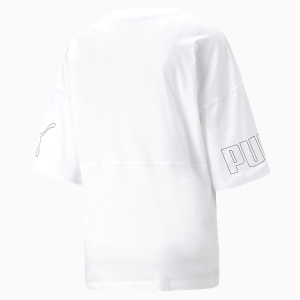 PUMA POWER Colourblock Tee Women, PUMA White, large-MEX
