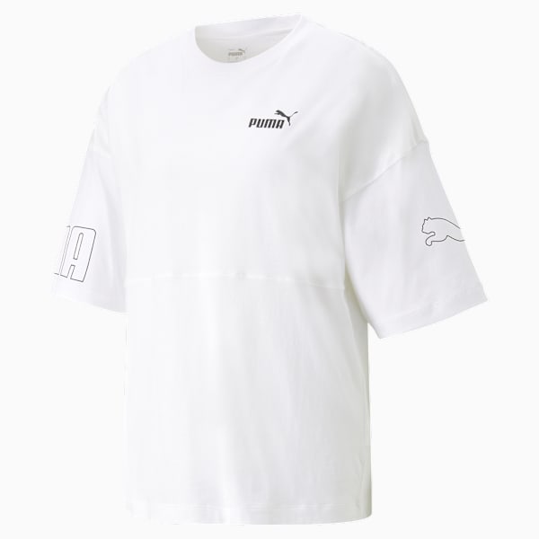 PUMA POWER Colourblock Tee Women, PUMA White, large-MEX