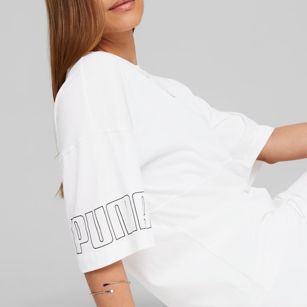 PUMA POWER Colourblock Tee Women, PUMA White, large-MEX
